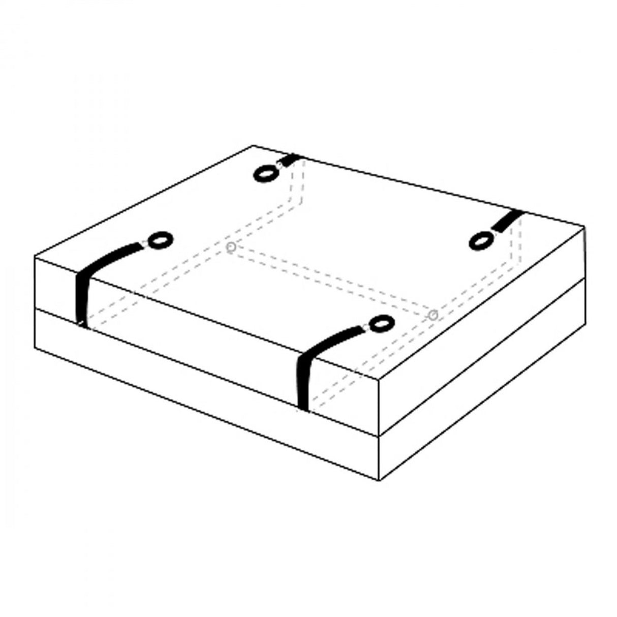 Diagram showing the bed restraint straps routed under a mattress - BDSM Authority