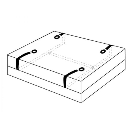 Diagram showing the bed restraint straps routed under a mattress - BDSM Authority
