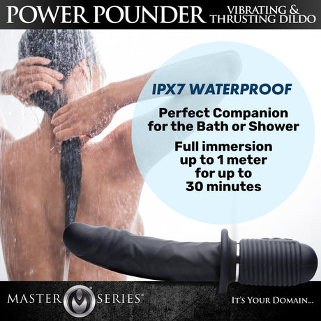 Power Pounder Vibrating and Thrusting Silicone Dildo Black - view 3
