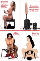 4-in-1 Sex Machine Bondage Bench with Thrusting Machine: side view - BDSM Authority