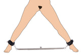 Squat anal impaler spreader bar holding the ankles wide in a squat - BDSM Authority