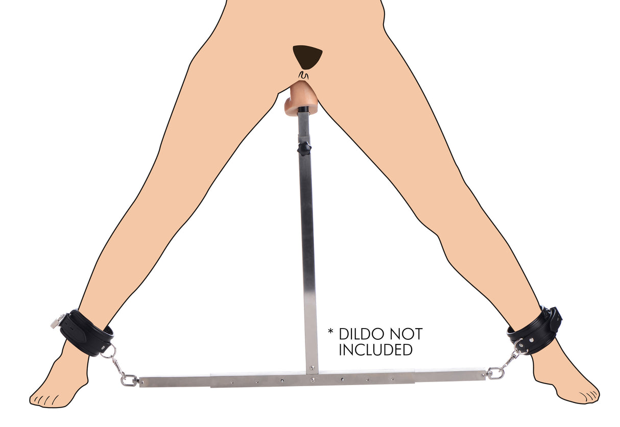 Master Series squat anal impaler with adjustable spreader bar and padded ankle cuffs - BDSM Authority
