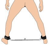 Squat anal impaler set shown spreading the legs in a split position - BDSM Authority