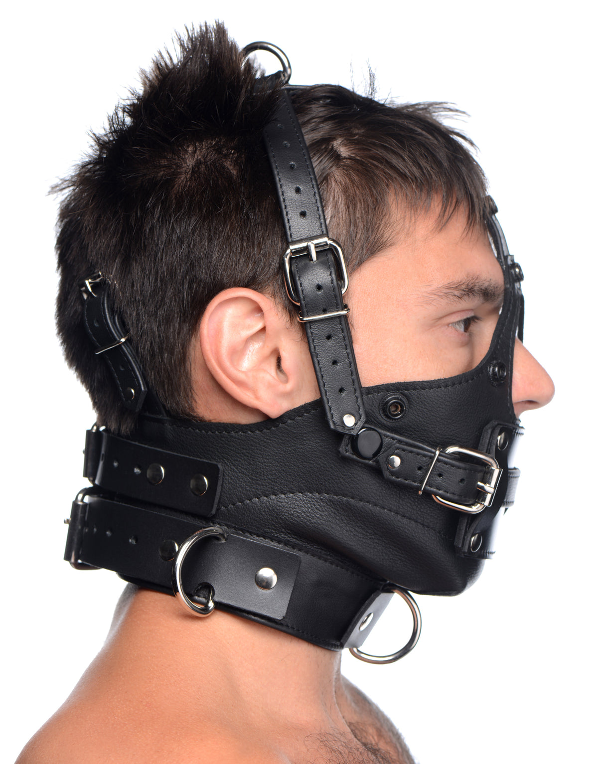 Leather Head Harness detail view 4 - BDSM Authority