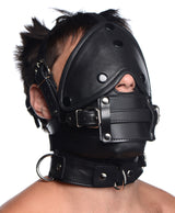 Leather head harness with removable gag and blindfold - BDSM Authority