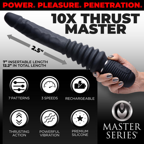10X Silicone Vibrating and Thrusting Dildo - view 2