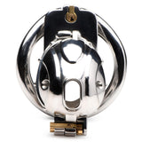 Master Series Entrapment stainless steel chastity cage detail view - BDSM Authority