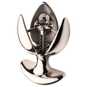 Stainless steel Ass Vault anal expander plug with petals opened wide - BDSM Authority
