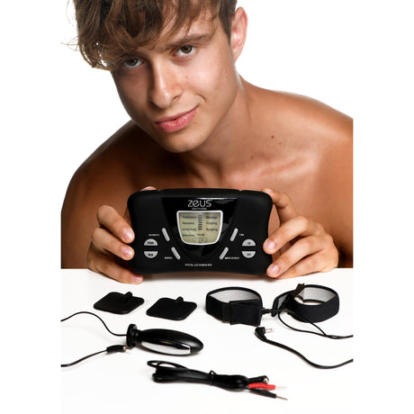 Deluxe E-Stim Kit shown in use - BDSM Authority