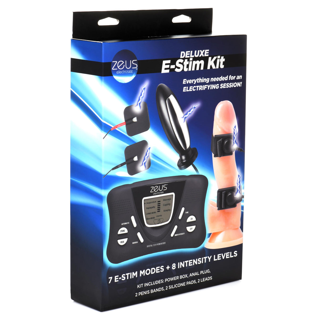 Deluxe E-Stim Kit retail packaging - BDSM Authority