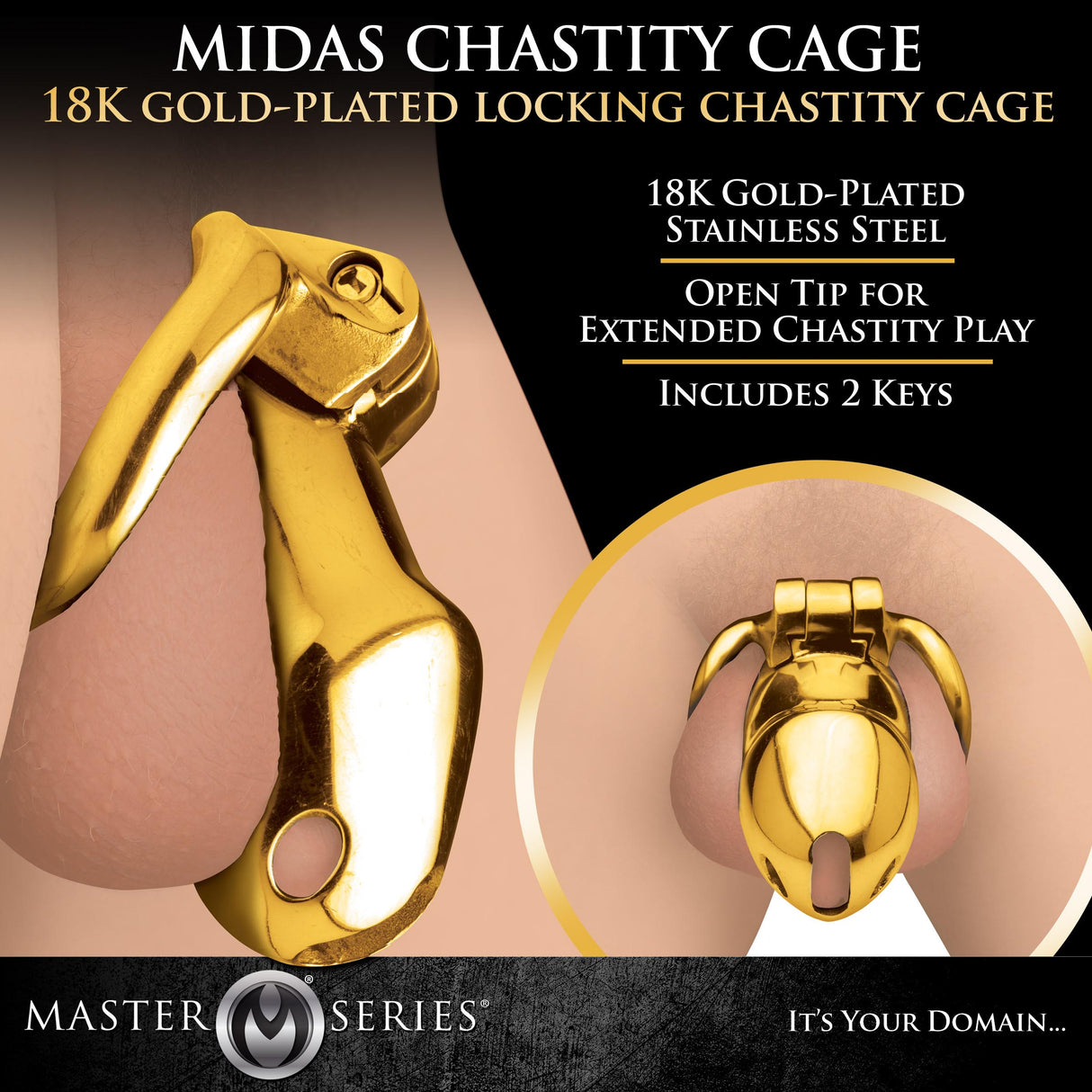 Midas Gold-Plated Locking Chastity Cage