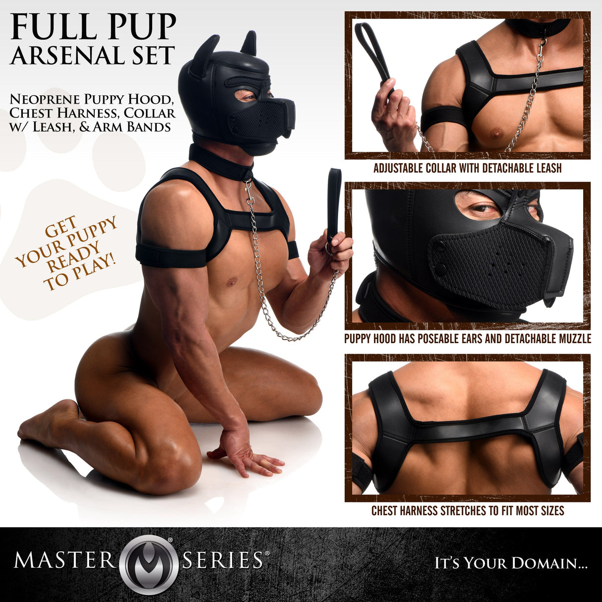 Master Series full pup arsenal neoprene puppy hood - BDSM Authority