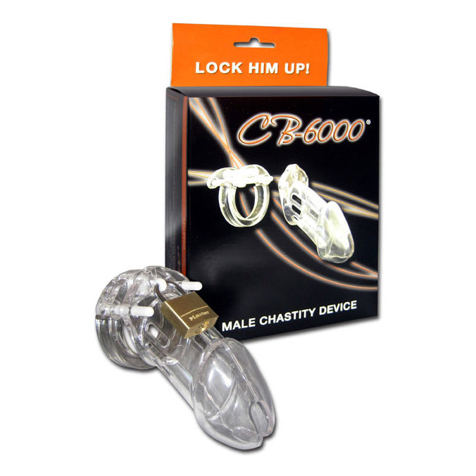 CB-6000 male chastity device retail box packaging - BDSM Authority