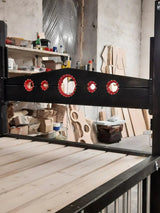 Queen Size BDSM-Inspired Wooden Bed with Restraint Options and Cage