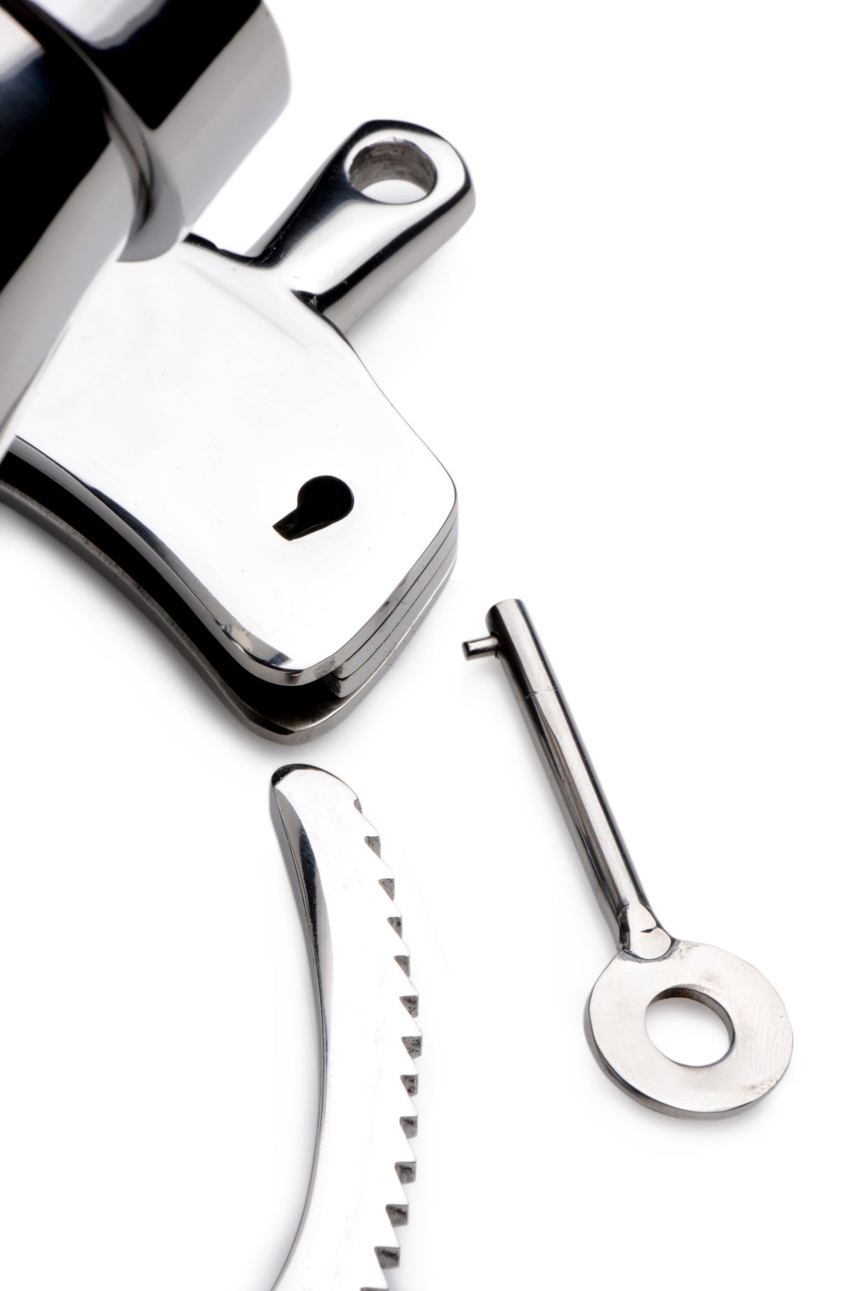 CockCuff chastity device showing the L-shaped locking bar - BDSM Authority