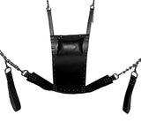 Premium leather suspension sling with attached leather pillow - BDSM Authority