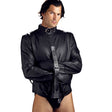 Premium leather straightjacket front view on display model