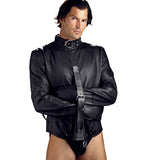 Premium leather straightjacket front view on display model