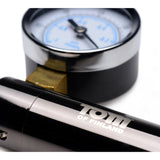 Close-up of the Tom of Finland cock pump pressure gauge and comfort grip handles - BDSM Authority