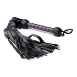 Purple deerskin flogger profile