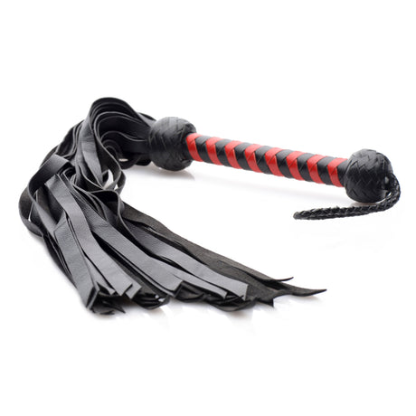 Red deerskin flogger profile, BDSM Authority