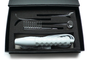 Kinklab Neon Wand electrosex kit white handle with purple electrode and four glass electrodes - BDSM Authority