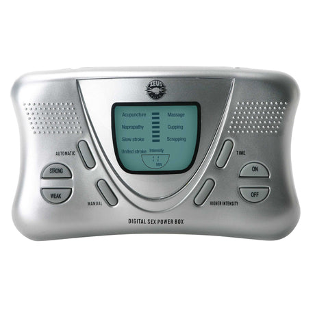 Zeus Deluxe Digital Power Box unit front view - BDSM Authority